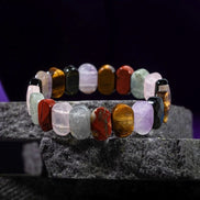 Başak Burcu Bileklik Ametist, Golden Obsidyen, Kaplan Gözü, Labradorit, Pembe Kuvars, Yosunlu Akik
