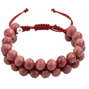 Pembe Jasper 8mm Çift Sıra Makrome Doğal Taş Bileklik