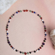 Kırmızı Akik, Yeşil Aventurin, Lapis, Pembe Kuvars, Ametist, Havlit, Yeşim, Shungite Kız Öğrenci Kolye
