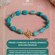 Sertifikalı Firuze (Turkuaz) Gümüş Aparatlı Doğal Taş Bileklik (SK:042)