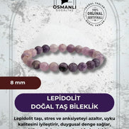 Lepidolit 8mm Doğal Taş Bileklik