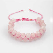 Pembe Kuvars (Gül Kuvars) 8mm Çift Sıra Makrome Doğal Taş Bileklik