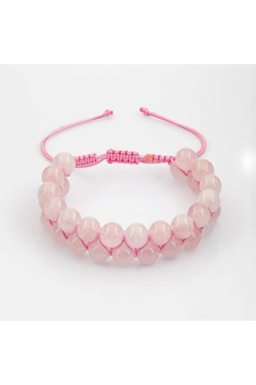 Pembe Kuvars (Gül Kuvars) 8mm Çift Sıra Makrome Doğal Taş Bileklik