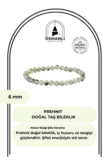 Prehnit 6mm Doğal Taş Bileklik