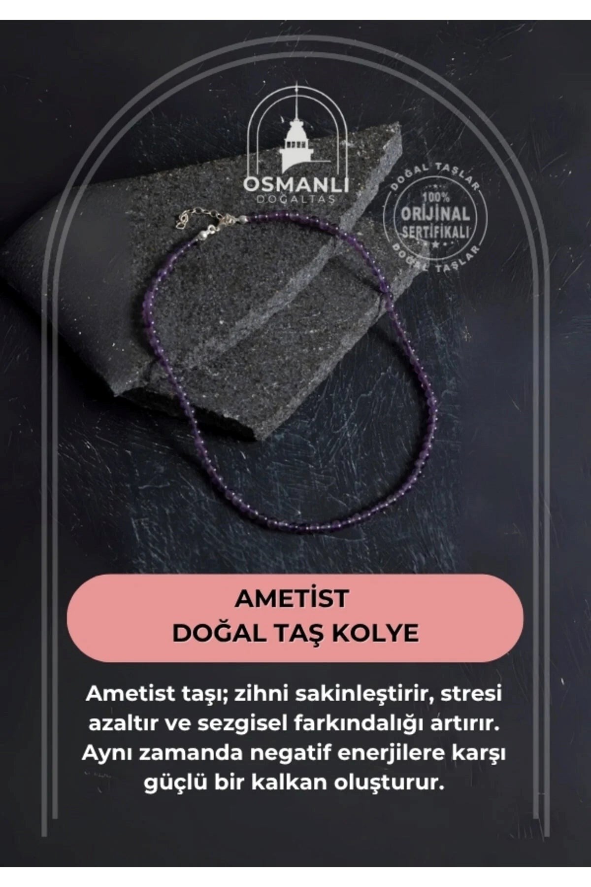 Ametist  Doğal Taş Kolye