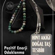 Hint Akiği Doğal Taş Tesbih 33lük - 8mm