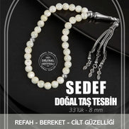Sedef Doğal Taş Tesbih 33lük - 8mm
