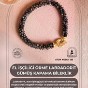 El İşçiliği Örme Labradorit Gümüş Kapama Bileklik (SK:135)