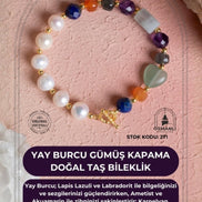 Yay Burcu Gümüş Kapama Doğal Taş Bileklik (SK:271)