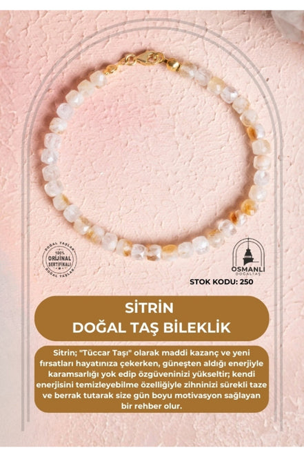Sertifikalı Sitrin Doğal Taş Bileklik (SK:250)