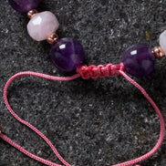 Ametist ve Pembe Kuvars Doğal Taş Bileklik – Unisex Şık Tasarım