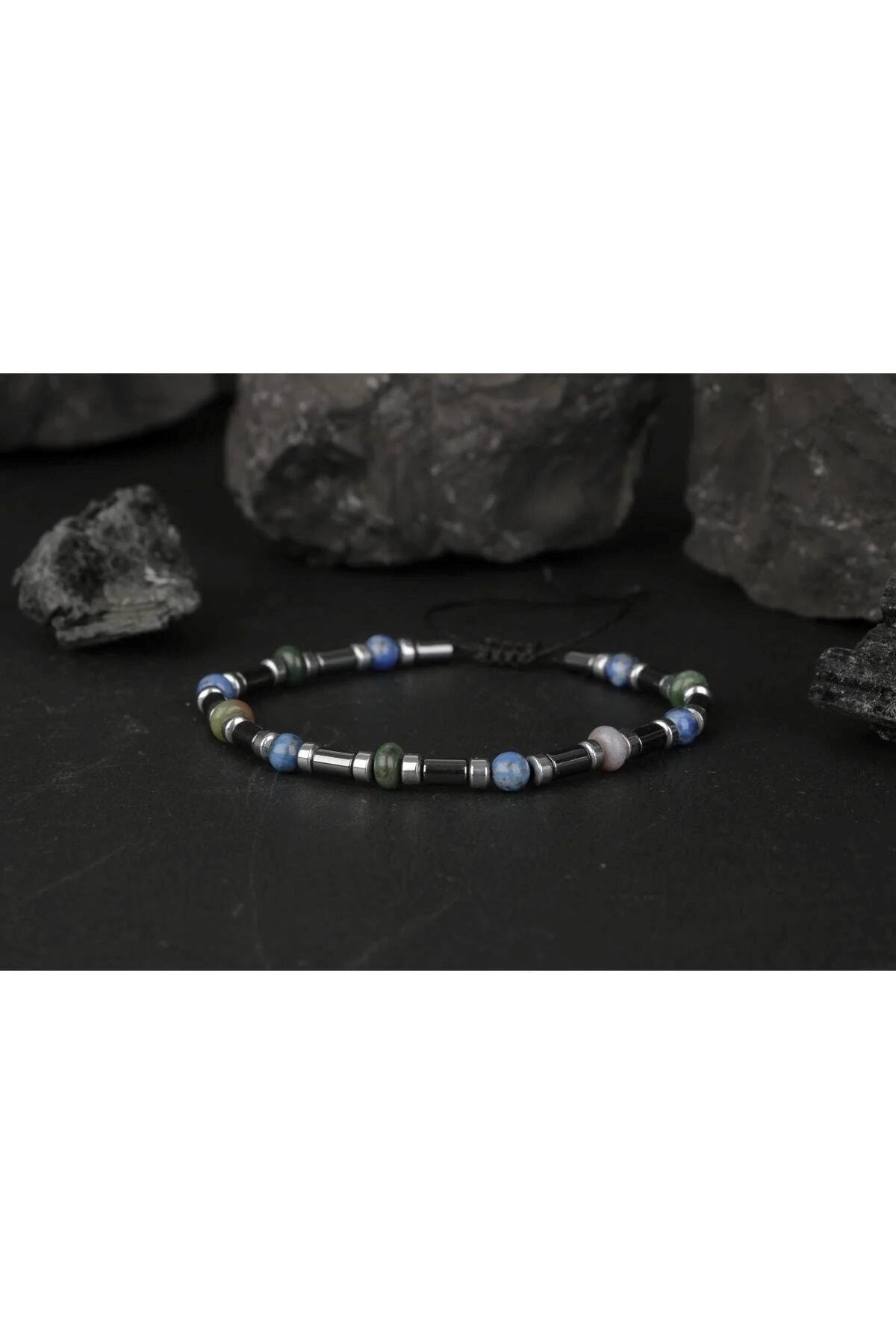 Hint Akik-Lapis Lazuli-Hematit Doğal Taş Bileklik