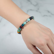 Başak Burcu Bileklik Amazonit, Bordo Granat Lal, Jasper, Krizokol, Mavi Apatit, Siyah Göz Akik, Yeşil Aventurin