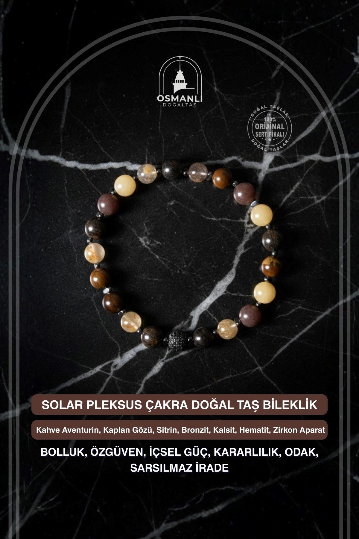 Solar Pleksus Çakra Doğal Taş Bileklik