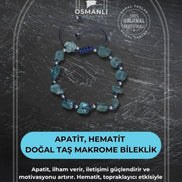Apatit ve Hematit Doğal Taş Makrome Bileklik