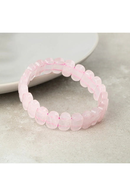 Pembe Kuvars (Gül Kuvars) Doğal Taş Geniş Kesim Bileklik
