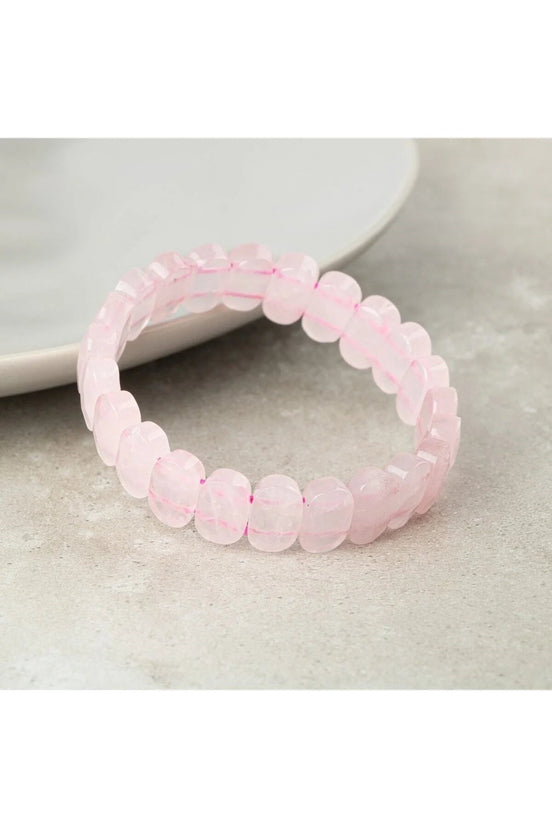 Pembe Kuvars (Gül Kuvars) Doğal Taş Geniş Kesim Bileklik