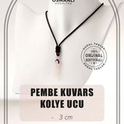 Pembe Kuvars Doğal Taş Kolye Ucu 3cm