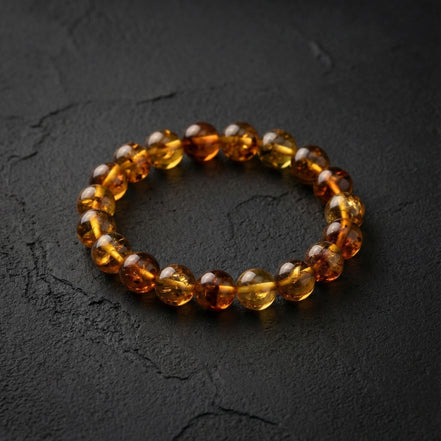 Kaya Fosil Damla Kehribar Bileklik – 8 mm