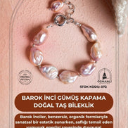 Barok İnci Gümüş Kapama Doğal Taş Bileklik (SK:072)