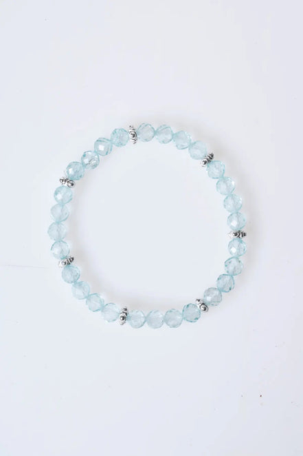 Topaz Gümüş Aparatlı Doğal Taş Bileklik- 6mm (SK:167)