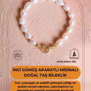 İnci Misinalı Gümüş Aparatlı Doğal Taş Bileklik (SK:055)