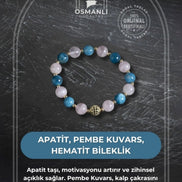 Apatit, Pembe Kuvars ve Hematit Bileklik