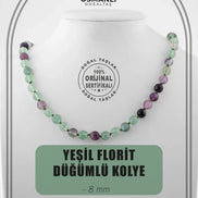 Yeşil Florit 8 mm Düğümlü Doğal Taş Kolye