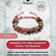 Rodonit 8mm Çift Sıra Makrome Doğal Taş Bileklik