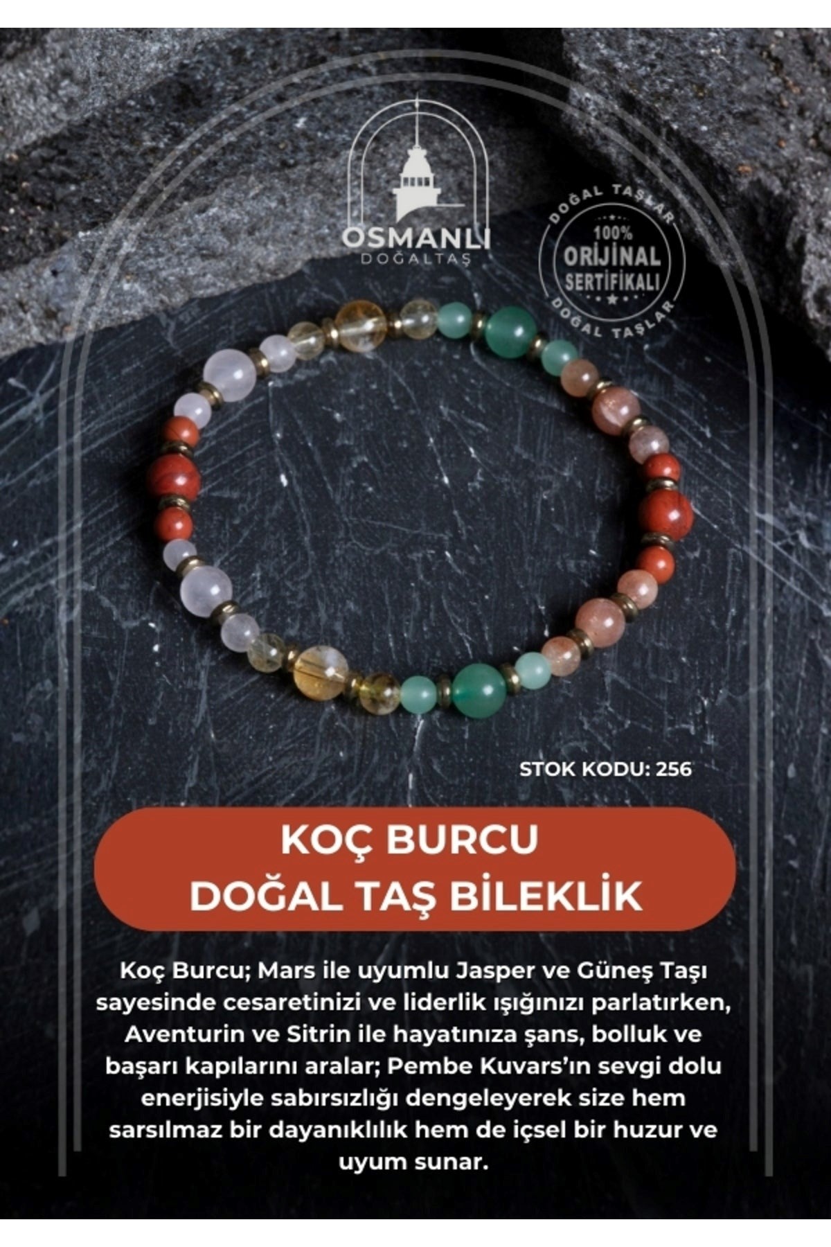 Koç Burcu Doğal Taş Bileklik (SK:256)