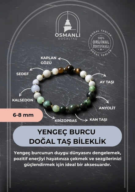 MuhammedMasumCo Yengeç Burcu Doğal Taş Bileklik