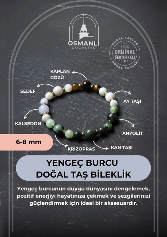 MuhammedMasumCo Yengeç Burcu Doğal Taş Bileklik