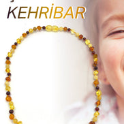 Çocuk Kehribar Doğal Taş Kolye – İpli, Kopmaz Tasarım (4-6 Yaş, Kırmızı-Turuncu-Sarı)