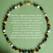 Doğal Taş Bebek Kolye - Kehribar, Yeşim, Kaplan Gözü, Akik, Havlit, Krizokol, Pembe Kuvars