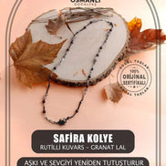 Safira, Rutilli Kuvars Granat Lal Doğal Taş Kolye