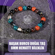 Başak Burcu Bileklik Bordo Granat Lal, Dumanlı Kuvars, Golden Obsidyen, Jasper, Mavi Apatit, Siyah Göz Akik