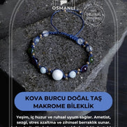 Kova Burcu Doğal Taş Makrome Bileklik