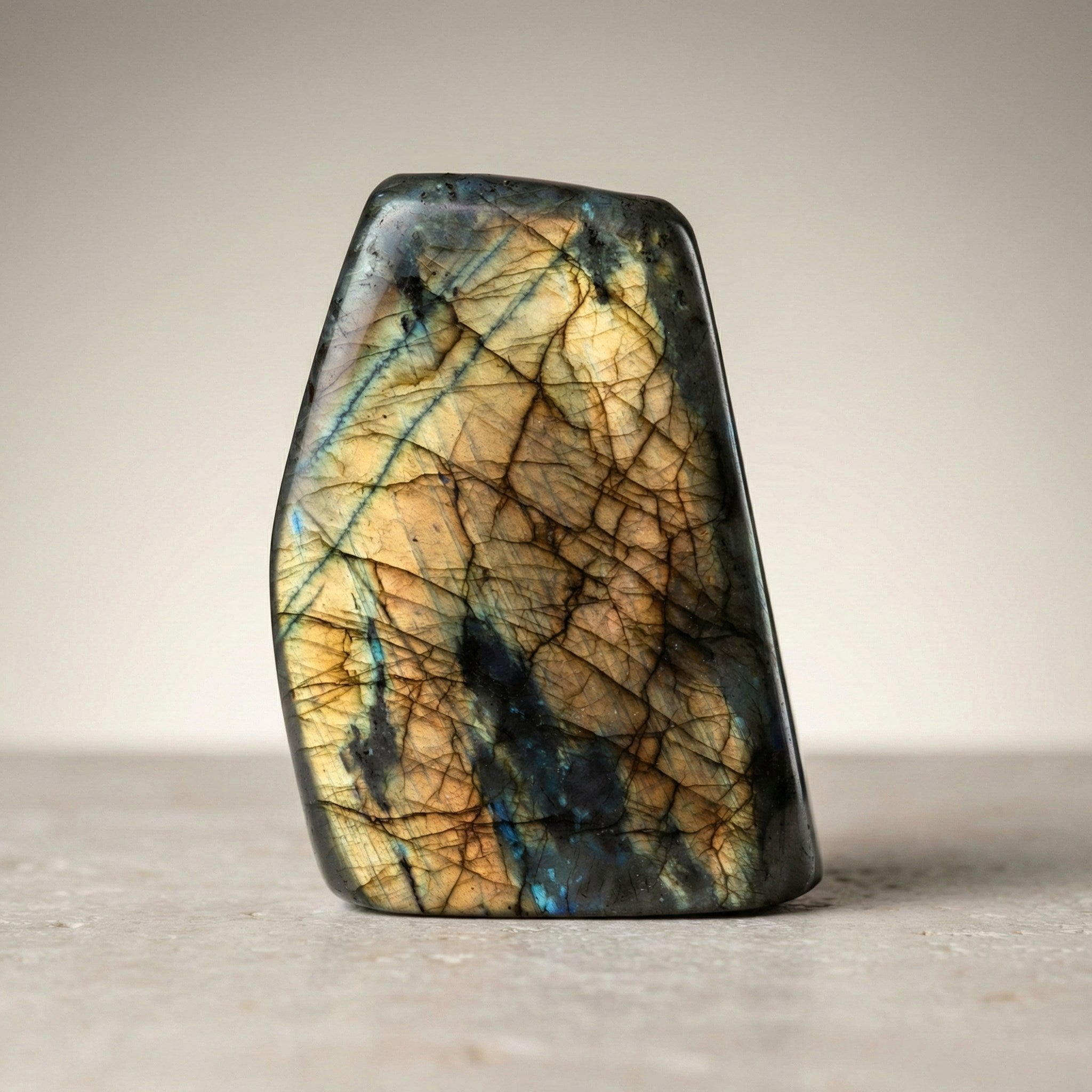 Labradorit Doğal Taş Parça – 647,5 gr | 7,5 × 11 cm