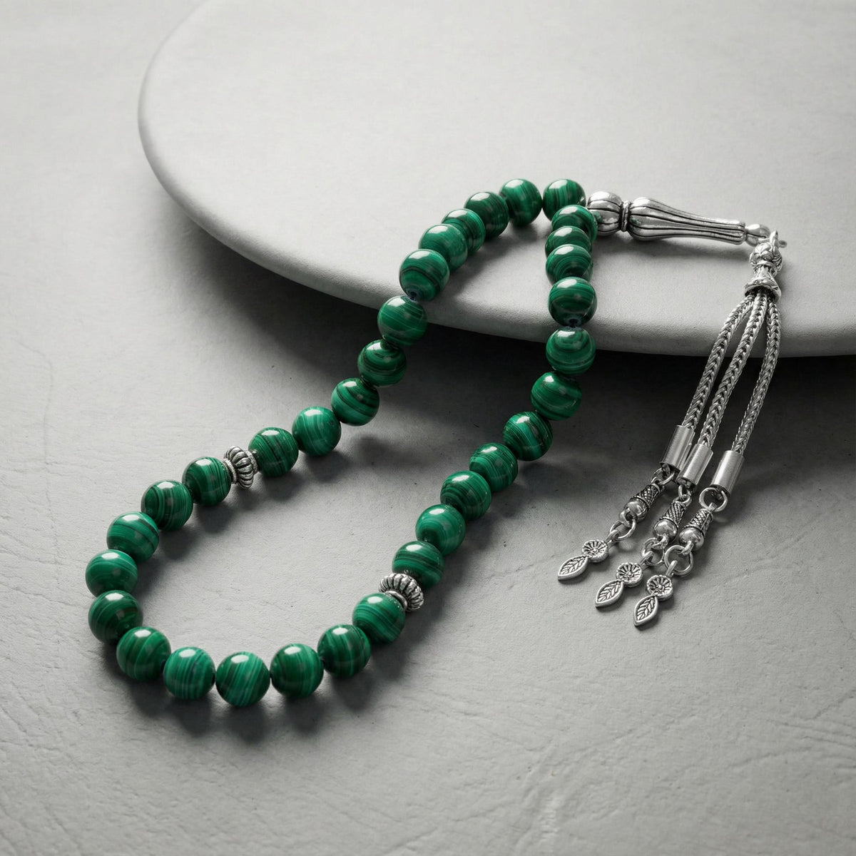 Malakit Doğal Taş Tesbih – 33’lük / 8 mm