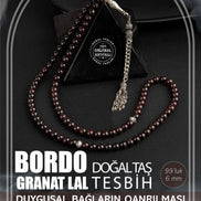 Bordo Granat Lal Doğal Taş Tesbih 99luk - 6mm