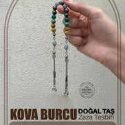 Kova Burcu Zaza Tesbih Doğal Taş Anjelit, Fosil Mercan, Hematit, Krizokol