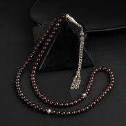 Bordo Granat Lal Doğal Taş Tesbih 99luk - 6mm