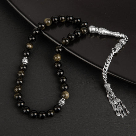 Golden Obsidyen Doğal Taş Tesbih – 33’lük / 8 mm