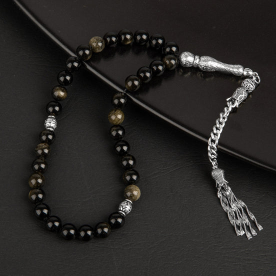 Golden Obsidyen Doğal Taş Tesbih – 33’lük / 8 mm