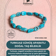 Sertifikalı Fieruze(Turkuaz) Gümüş Aparatlı Doğal Taş Bileklik (SK:028)