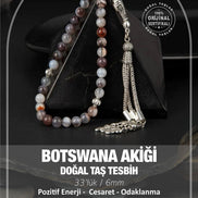 Botswana Akiği Doğal Taş Tesbih 33lük - 6mm