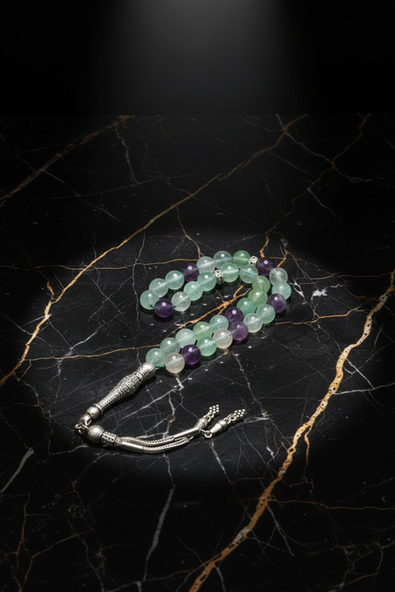 Florit Doğal Taş Tesbih – 8 mm Fasetli Küre Kesim