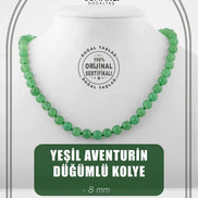 Yeşil Aventurin 8 mm Düğümlü Doğal Taş Kolye