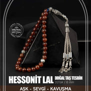 Hessonit Lal Doğal Taş Tesbih 33lük - 6mm