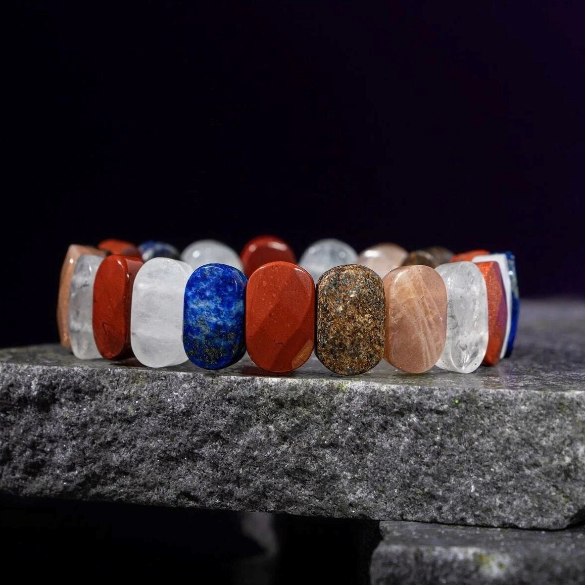 Yay Burcu Bileklik Ay Taşı, Bronzit, Güneş Taşı, Jasper, Lapis Lazuli, Selenit